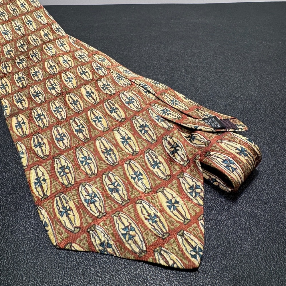 Hunting Horn Classics Tie Geometric Abstract Foulard Art Deco Italy 100% Silk